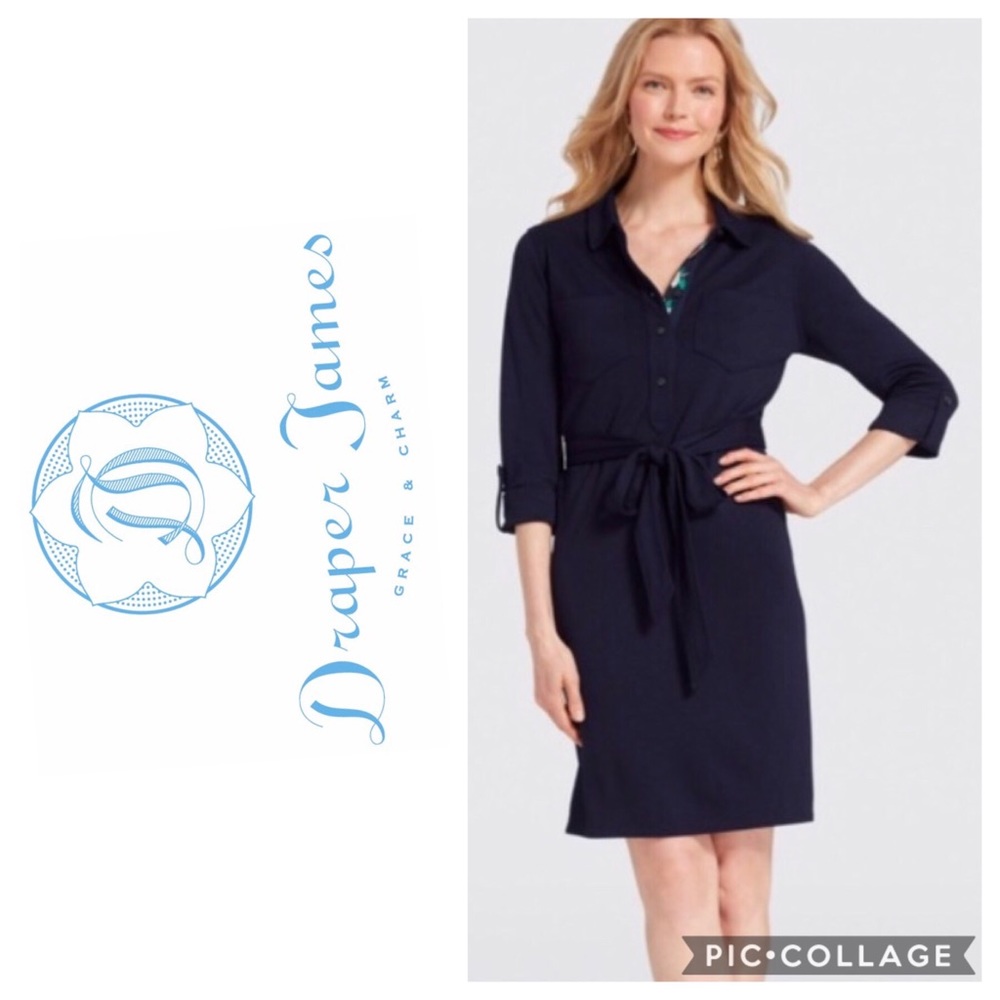 🎉Host Pick🎉Draper James Navy Blue Shirt Dress.